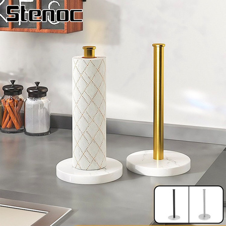 Fooke Küchenrollenhalter aus Stein in Gold mit Handtuchorganizer und Aufbewahrung für Frischhaltefolien, vertikaler Serviettenhalter, Höhe: 29,8 cm, Breite: 13,0 cm