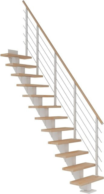 Dolle Mittelholmtreppe Frankfurt Gerade in Buche Weiß bis 279 cm Breite: 75 cm - Bild 1