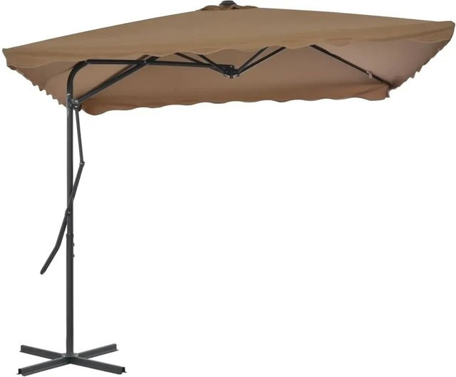 furnicato Sonnenschirm mit Stahl-Mast in Taupe, B/B/H: 250 x 250 x 230 cm - Bild 1