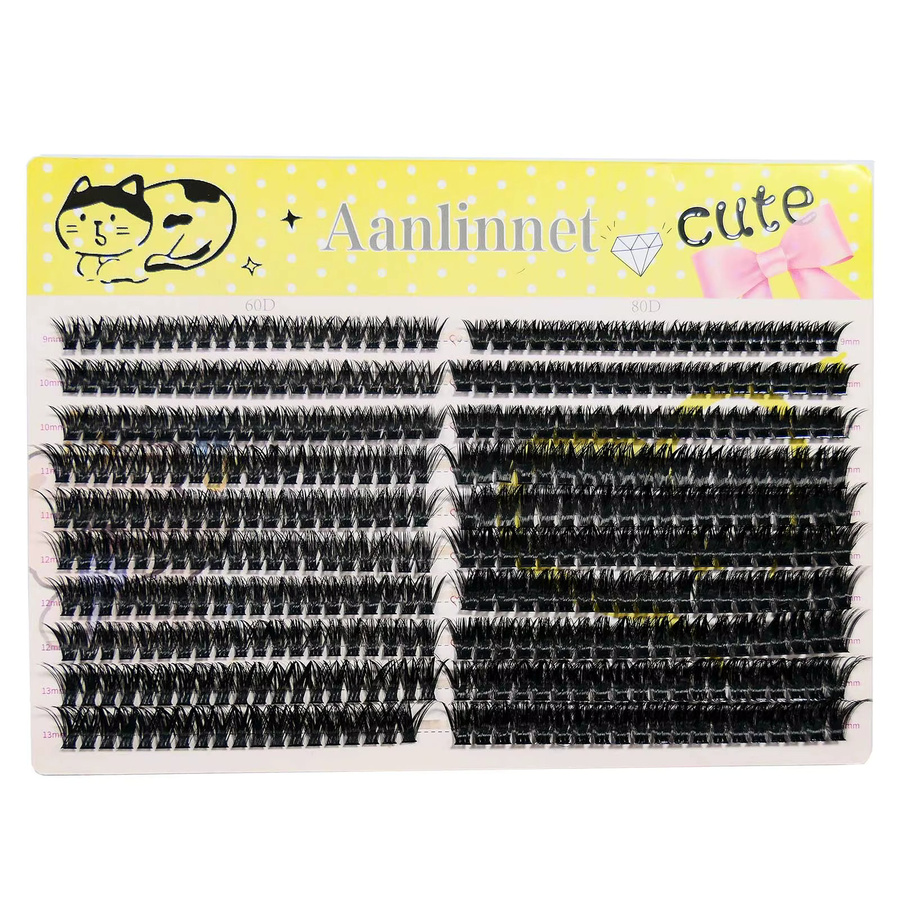 zhonghuirong 3D-Falsche Wimpern, 400 Cluster, Unisex - Bild 6