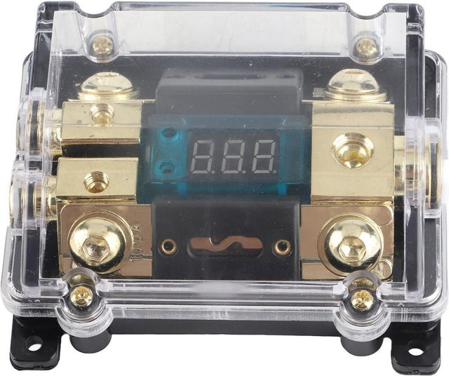 TOMTOP JMS Universal Auto Sicherungshalter 100A mit LED Digitalanzeige 1 in 2 Out für Audio Verstärker in Gold und Multicolour - Bild 1