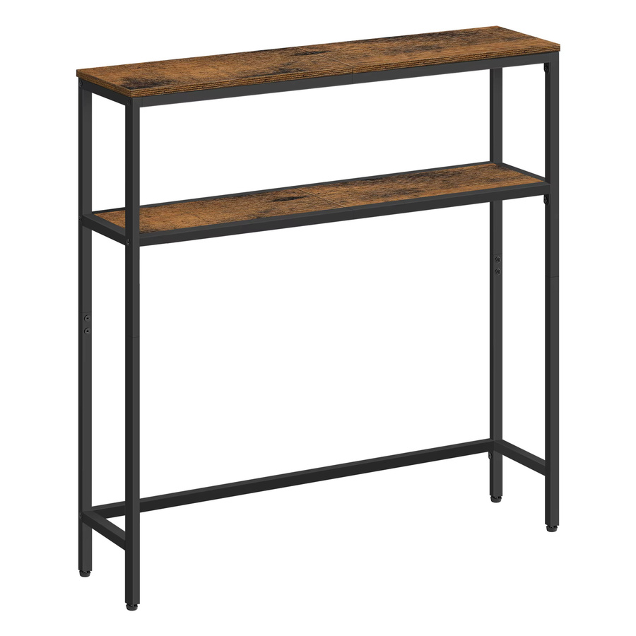 VASAGLE Konsolentisch im Industrial Design mit 2 Ablagen, B/T/H: 100 x 20 x 80 cm, Weiß-Braun - Bild 2