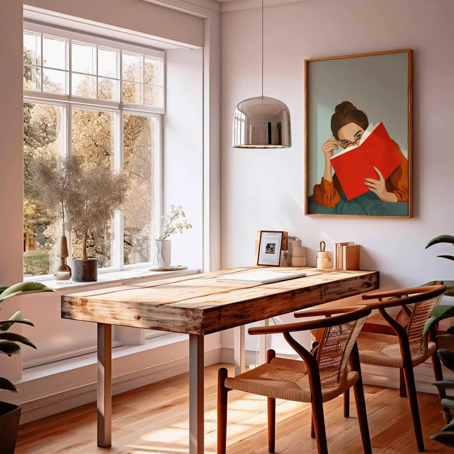 Modernes Illustrationsplakat Frau liest Buch als Wandkunst in Mehrfarbig - Bild 2