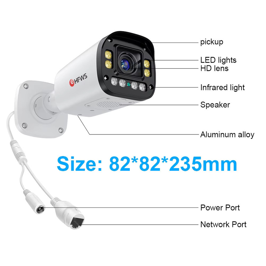 HFWVISION 4K 8MP PoE IP Überwachungskamera mit Autofokus, AI Gesichtserkennung und Humanoid-Erkennung, Outdoor CCTV Kamera, Weiß - Bild 5