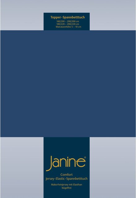 Janine Topper Spannbetttuch Elastic Jersey aus Baumwolle in Blau - Bild 1