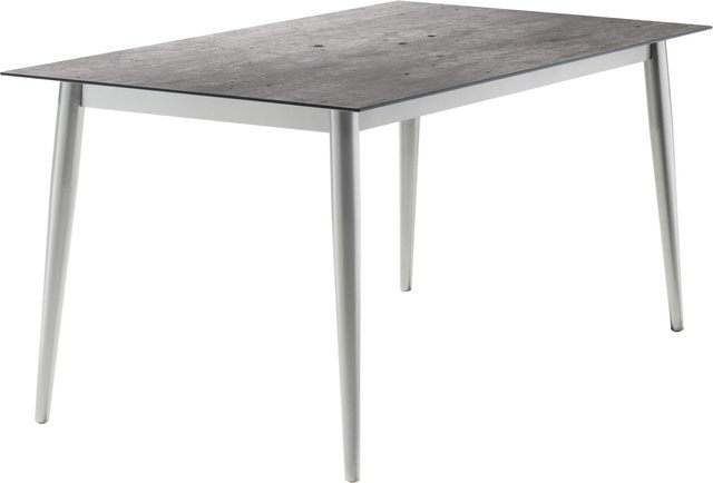 Sieger Gartentisch rechteckig aus Aluminium und Polytec HPL in Graphit Beton Hell B/T: 160 x 90 cm - Bild 1