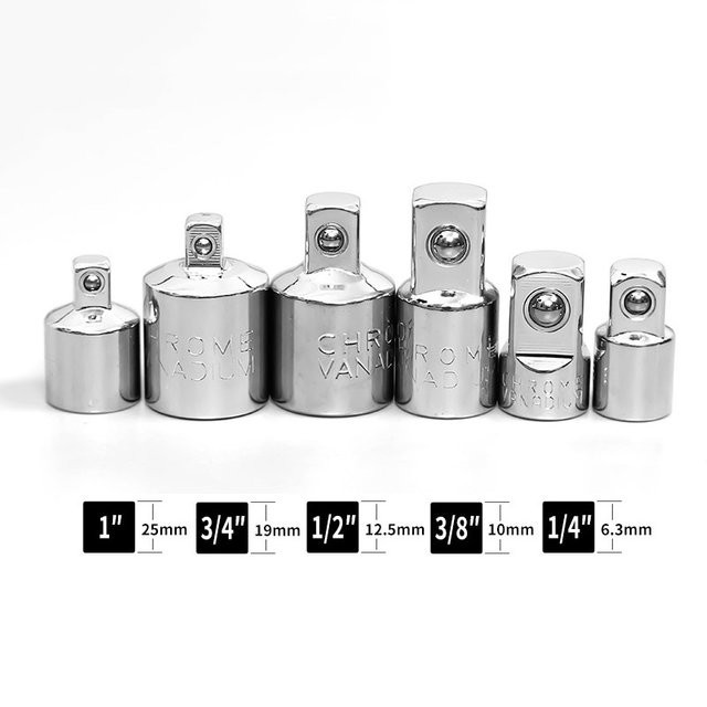 Vibratite Ratsche Buchse Konverter Hülse Adapter Set in Silber, 1/4 Zoll, 3/8 Zoll und 1/2 Zoll - Bild 1