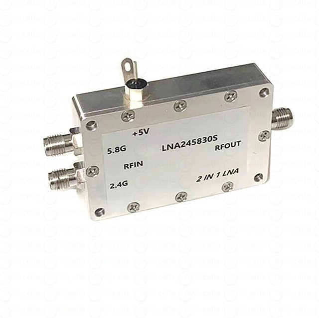 Dykbcells LNA Dualband-Rauscharmer Verstärker für SDR-Empfänger und Drohnenerkennung in Silber, 2,4 GHz und 5,8 GHz mit Zweikanaliger Filterkombinierer und Signalverstärkung - Bild 1