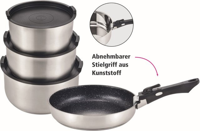 GSW Kochtopf-Set Easy Click 8-teilig aus Edelstahl in Silber - Bild 1