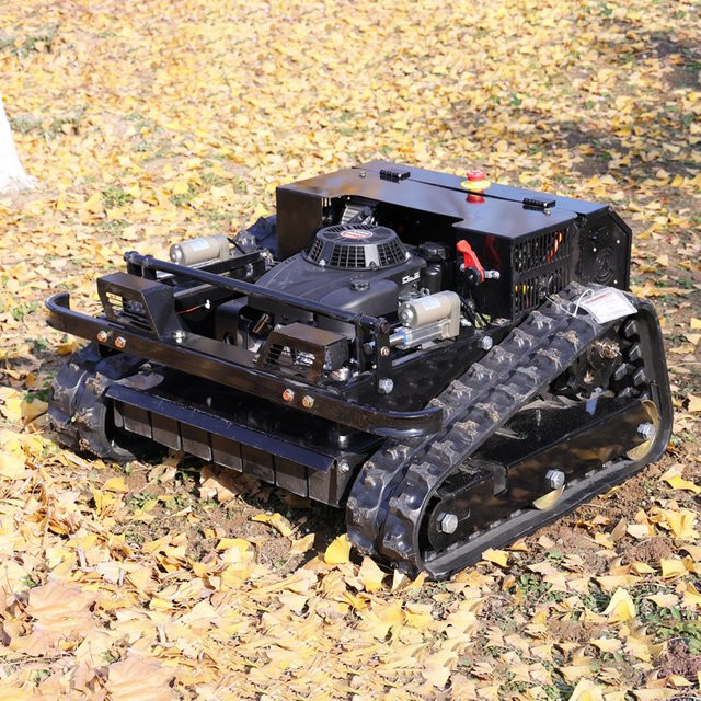 AIWEIYA Diesel Rasenmäher Roboter mit Fernbedienung und Gummiketten in Schwarz für die professionelle Landwirtschaft - Bild 1