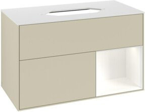 V&B Waschtischunterschrank Finion in Weiß und Silbergrau lackiert, Breite: 100 cm, Tiefe: 60,3 cm - Bild 1