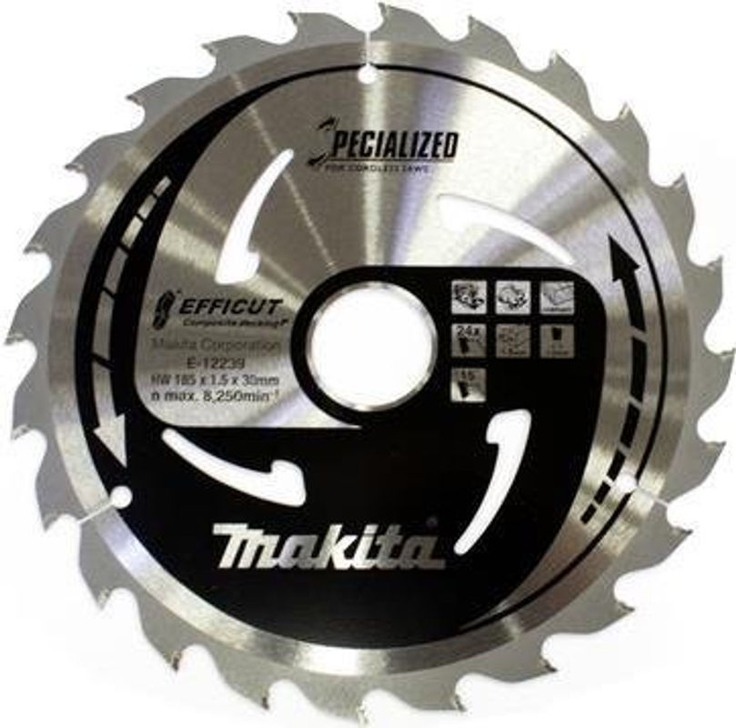 Makita Kreissägeblatt EFFICUT für Holz und Kunststoff, 24 Zähne, Farbe: Silber, Durchmesser: 185 mm, Breite: 1,5 mm, Bohrung: 30 mm - Bild 2