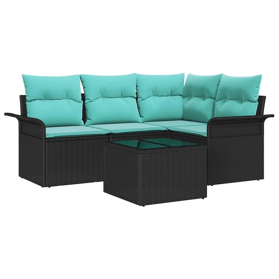 vidaXL Gartensofa-Set aus Poly-Rattan in Schwarz mit L-Form, Polsterkissen und integriertem Stauraum für Terrasse und Garten - Bild 2