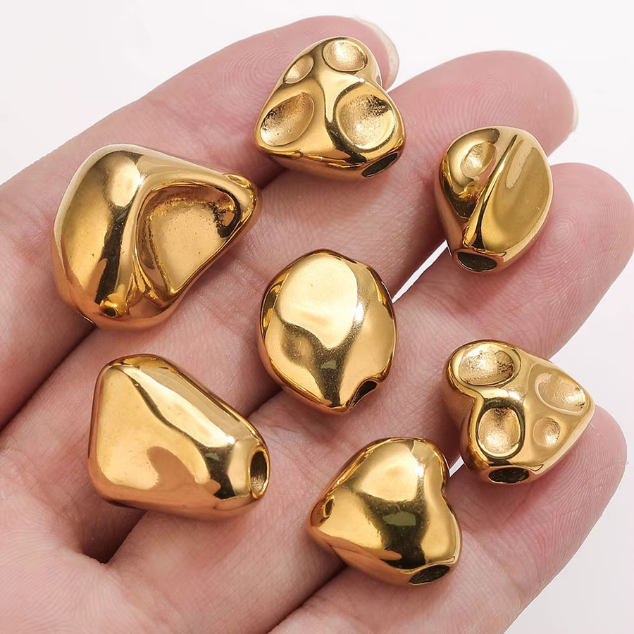 Elomia Charms, Edelstahl, Perle, Herzform, Gold, Damen - Bild 2