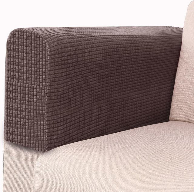 FebEr Armlehnenhandschuhe für Sofas, 2er-Set, elastische Schutzhüllen, Dunkelbraun - Bild 1