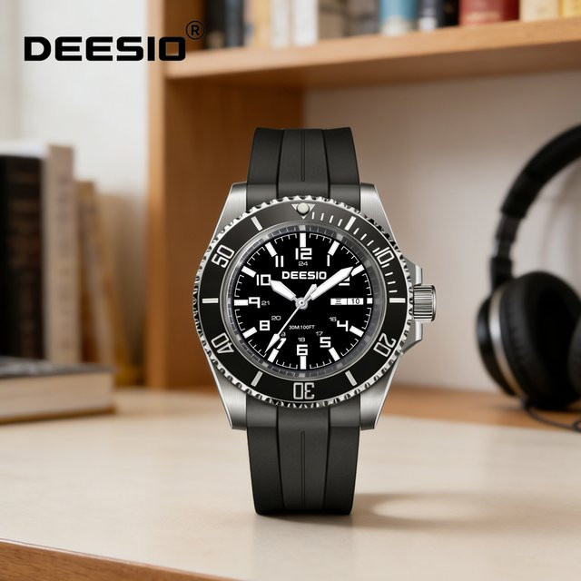 Deesio Armbanduhr Automatik, Edelstahl, 41 mm, Herren, Schwarz - Bild 1