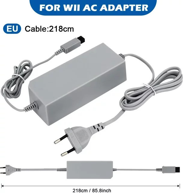 Netzkabel und AC-Netzteiladapter für Nintendo Wii Spielkonsole mit EU/US-Stecker - Bild 1