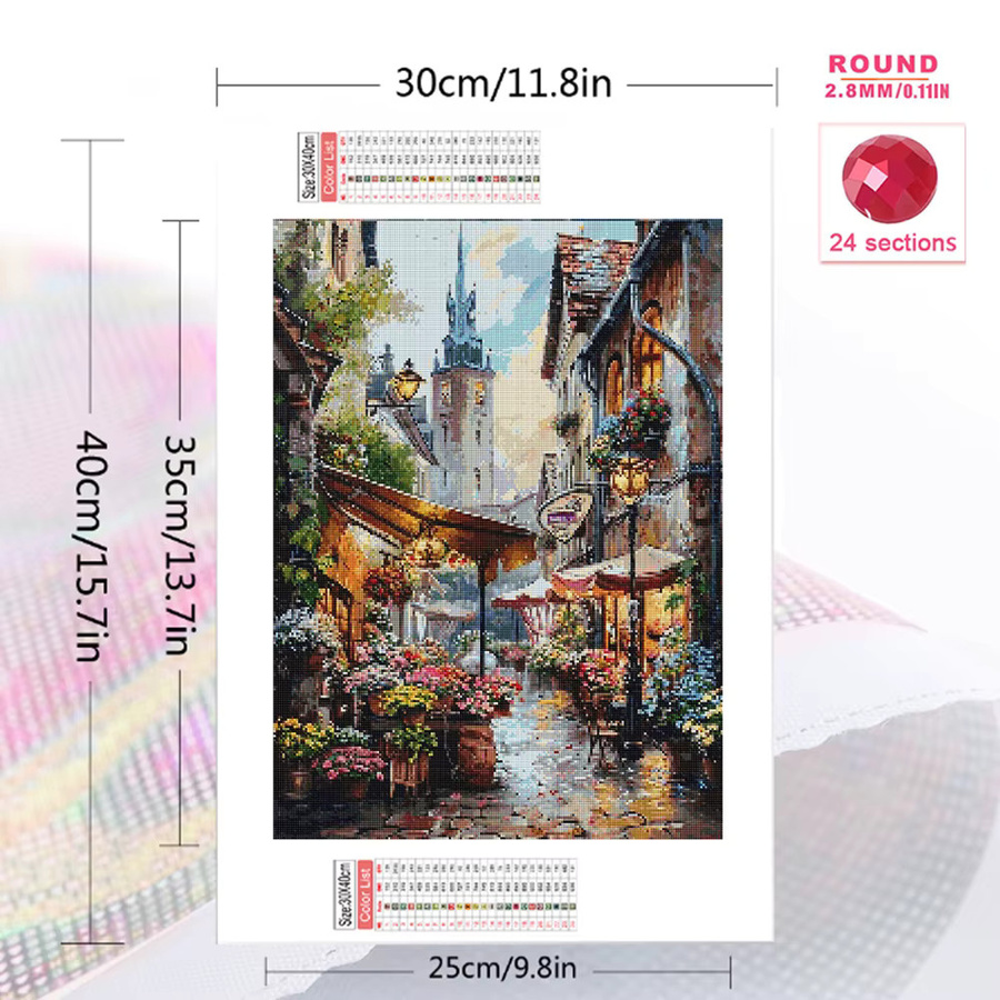Evershine Diamantmalerei Straßenlandschaft DIY Mosaik-Bild mit runden Steinen in Multicolour, B/H: 30 x 30 cm - Bild 2