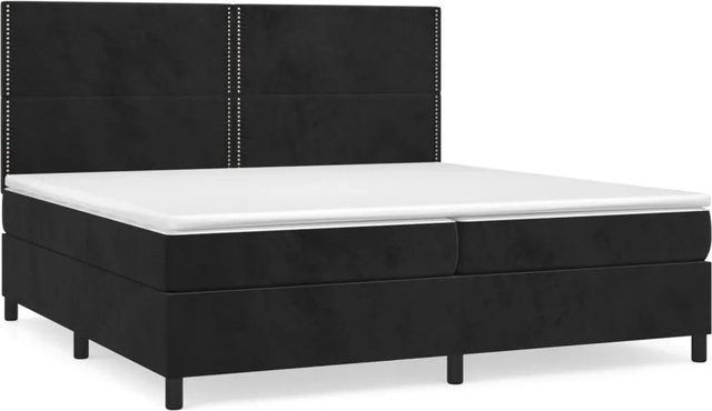 vidaXL Boxspringbett Hybrid mit Matratze und Taschenfederkern, Schwarz, Samt, B/T: 200 x 200 cm - Bild 1