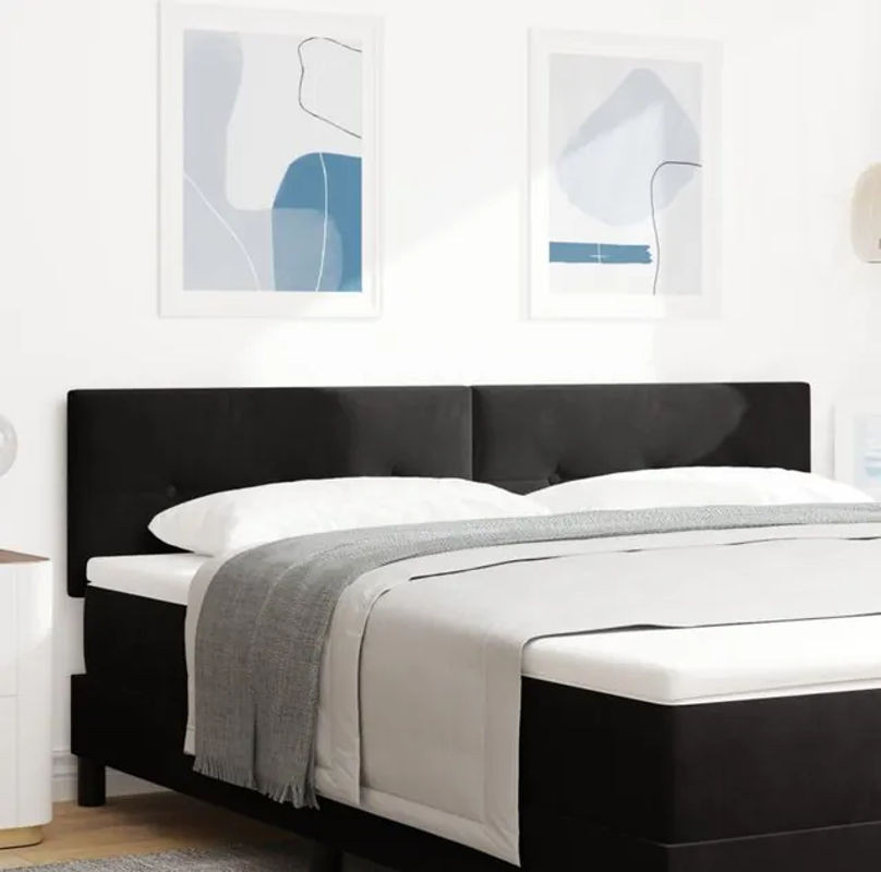 Modernes Kopfteil aus Samt mit LED-Streifenleuchten von vidaXL in Schwarz, Breite: 90 cm - Bild 1