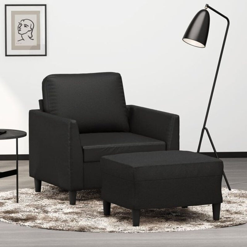 Modernes Relaxsessel Set mit Hocker von vidaxl in Schwarz aus Kunstleder - Bild 1