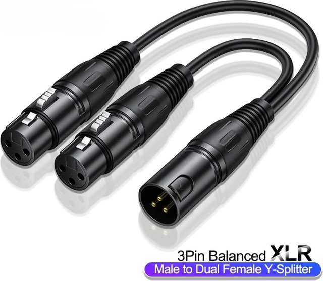 Sound Cannon XLR-Kabel Y-Splitter, männlich auf Dual-Weiblich, 3-poliges symmetrisches analoges Audio-Verlängerungskabel, Schwarz - Bild 1