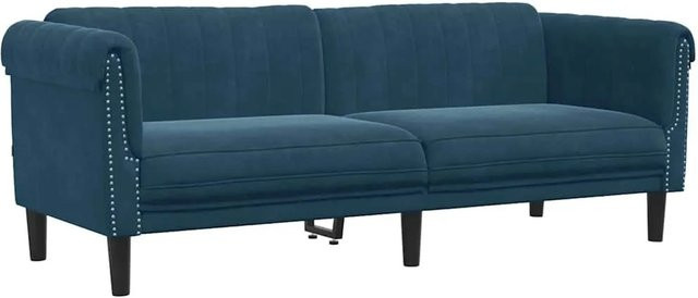 vidaXL 3-Sitzer Sofa aus blauem Samt mit Massivholzrahmen und Armlehnen, Breite: 203 cm, Höhe: 77 cm, Tiefe: 74 cm - Bild 1