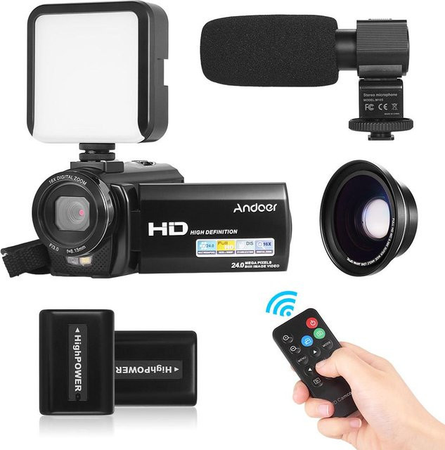 Andoer HDV-201LM Digitaler Camcorder in Schwarz mit 1080P FHD Auflösung und 24MP - Bild 1