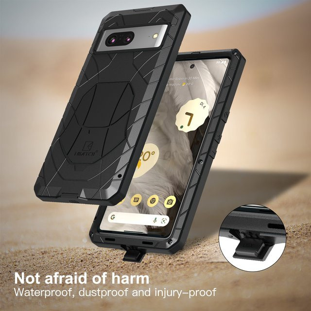 Imatch Armor Handyhülle für Google Pixel 7 6 5 Pro 7A 6A 5A in Schwarz und Gold mit robustem Militärschutz aus Silikon - Bild 1