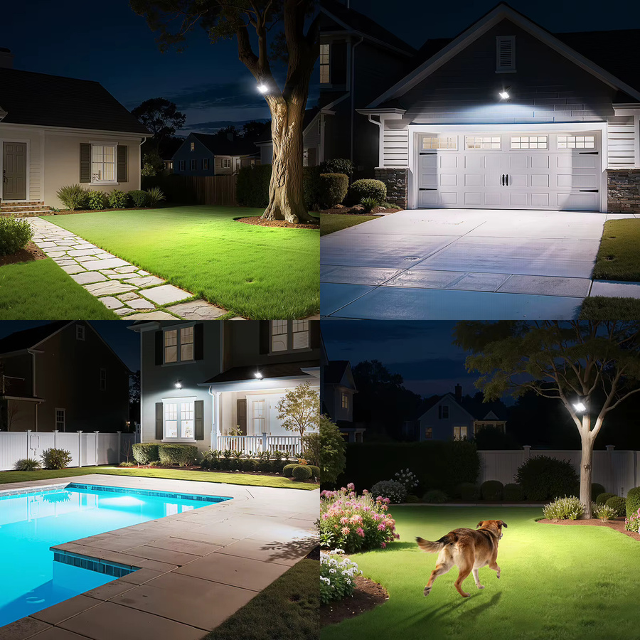 intelamp Solar-Straßenleuchte mit LED und zwei Bewegungssensoren, wasserdichtes Solar-Sicherheitsflutlicht für Garten und Hof, Schwarz - Bild 6