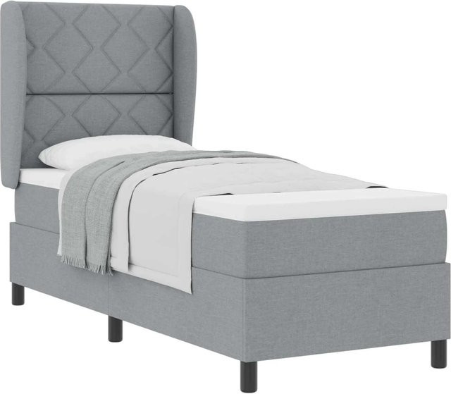 vidaXL Boxspringbett mit Matratze in Hellgrau, gepolstert, B/T/H: 80 x 200 cm - Bild 1