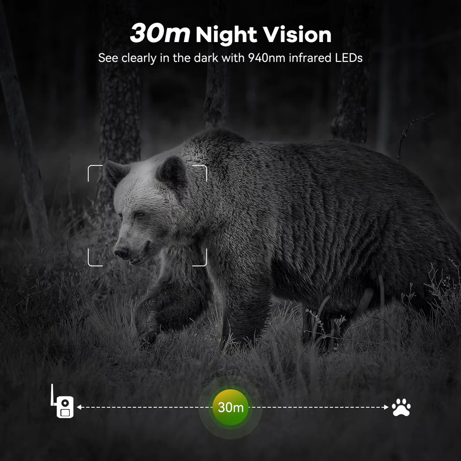 TMEZON 4G LTE Wildtierkamera mit Solarpanel und App-Übertragung, 2.7K Jagdkamera mit SIM-Karte, PIR-Bewegungssensor und Nachtsicht (ohne SD-Karte) - Bild 6