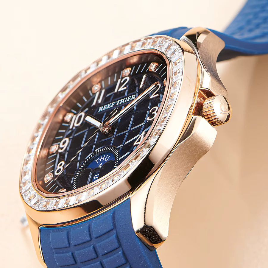 Reef Tiger Armbanduhr, Automatik, Roségold, Diamant, Blau, Herren - Bild 3