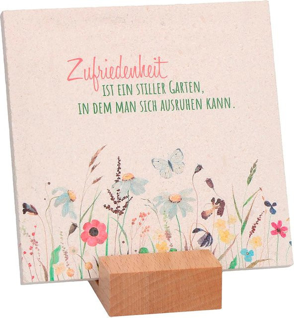 Natursteintafel Zufriedenheit von Butzon und Bercker in Beige mit floralem Design - Bild 1