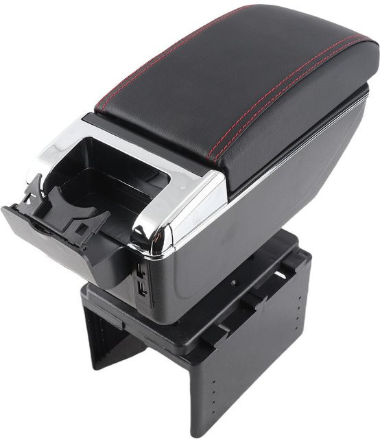 Nensit Universelle Auto-Mittelkonsolen-Armlehnenbox mit verstellbarem USB-C-Anschluss in Schwarz - Bild 1