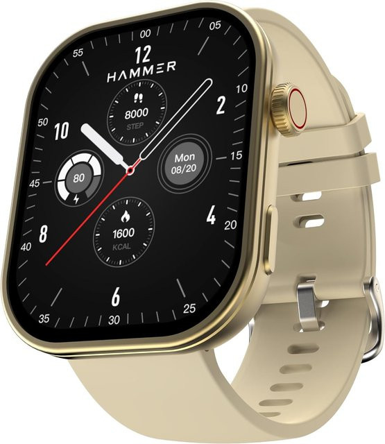 Hammer Tussle Smart Watch mit 2,01 Zoll HD-Display, Bluetooth-Anrufen, drehbarer Krone und Sprachassistent in Champagner Gold - Bild 1