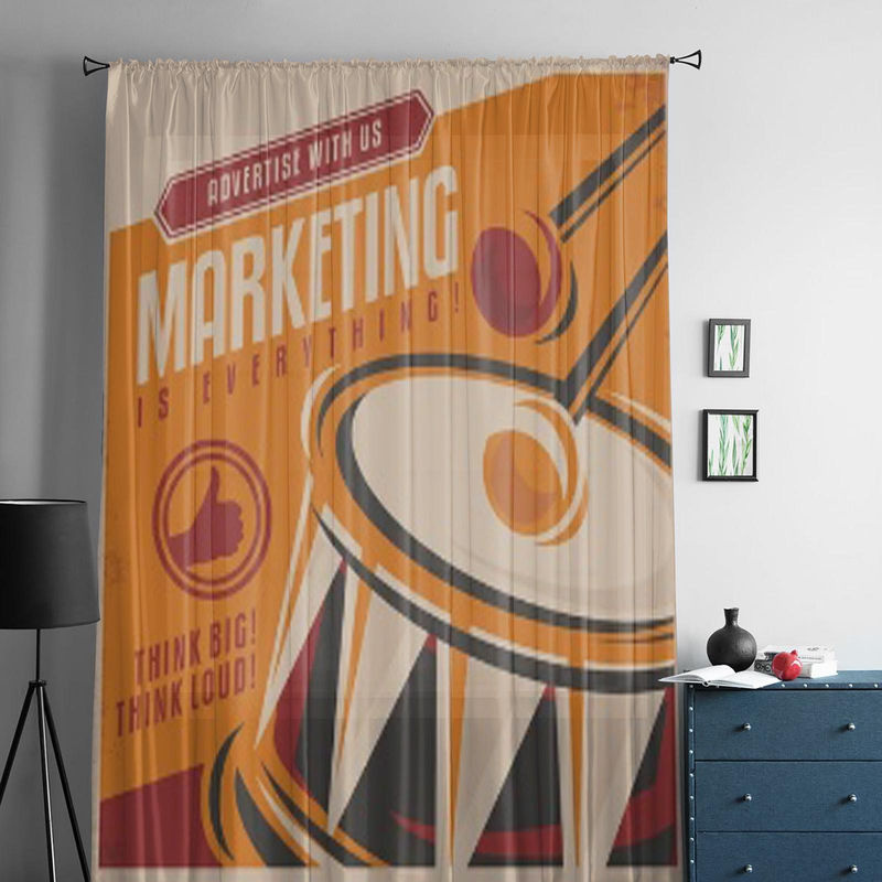 Transparenter Tüllvorhang aus Organza in Orange für Wohnzimmer und Küche, B: 135 cm, H: 114 cm - Bild 2