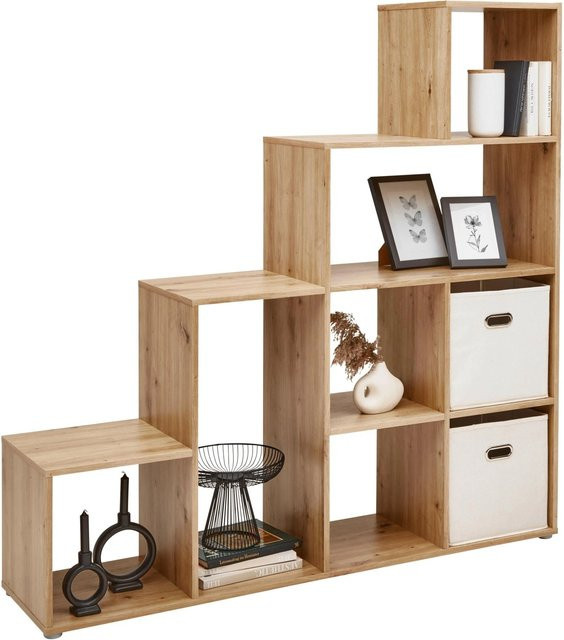 Mömax Regal Cassa 2 in Eichefarben, modernes Standregal aus Holz und MDF für Wohnzimmer oder Home Office, B/T/H: 150 x 35 x 148 cm - Bild 1