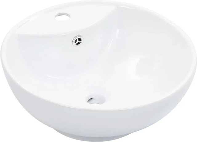 vidaXL Waschbecken aus Keramik mit Überlauf, Weiß, B: 46,5 cm, T: 18 cm - Bild 1