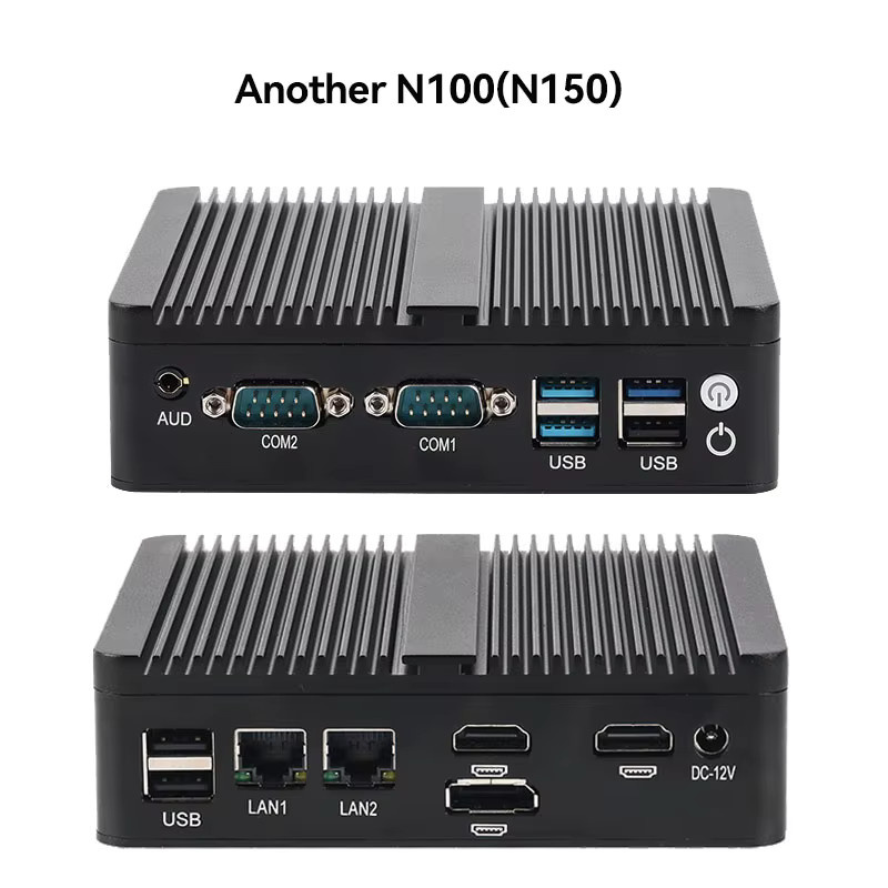 2LAN2COM Industrie-Mini-PC mit Intel Celeron J6412/N100, Schwarz, unterstützt Windows 10/11 und Linux Pfense, mit 4x USB, 1x DP1.4 und 2x HDMI 2.0 - Bild 3
