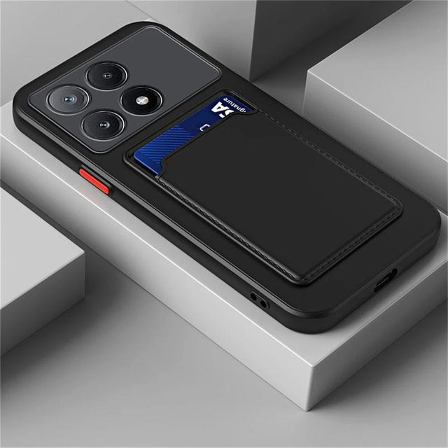 Flüssigsilikon Kartenhalter Hülle für Xiaomi POCO X7 F6 X6 M6 X5 Pro C65 F5 C55 F3 M5 X3 GT M4 X4 Pro F4 X3 NFC in Schwarz - Bild 1