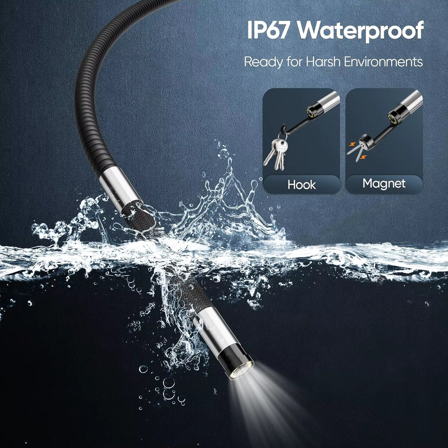 LAFOCH HD Industrie Endoskop Kamera mit 4,3 Zoll IPS Bildschirm, IP67 wasserdicht, 200W Rohr- und Kanalinspektionskamera für Auto und Technik - Bild 3