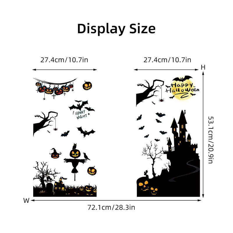 3er-Set BRUP Halloween Fensteraufkleber mit Fledermaus-Silhouette in Schwarz und Mehrfarbig für deine Dekoration - Bild 6