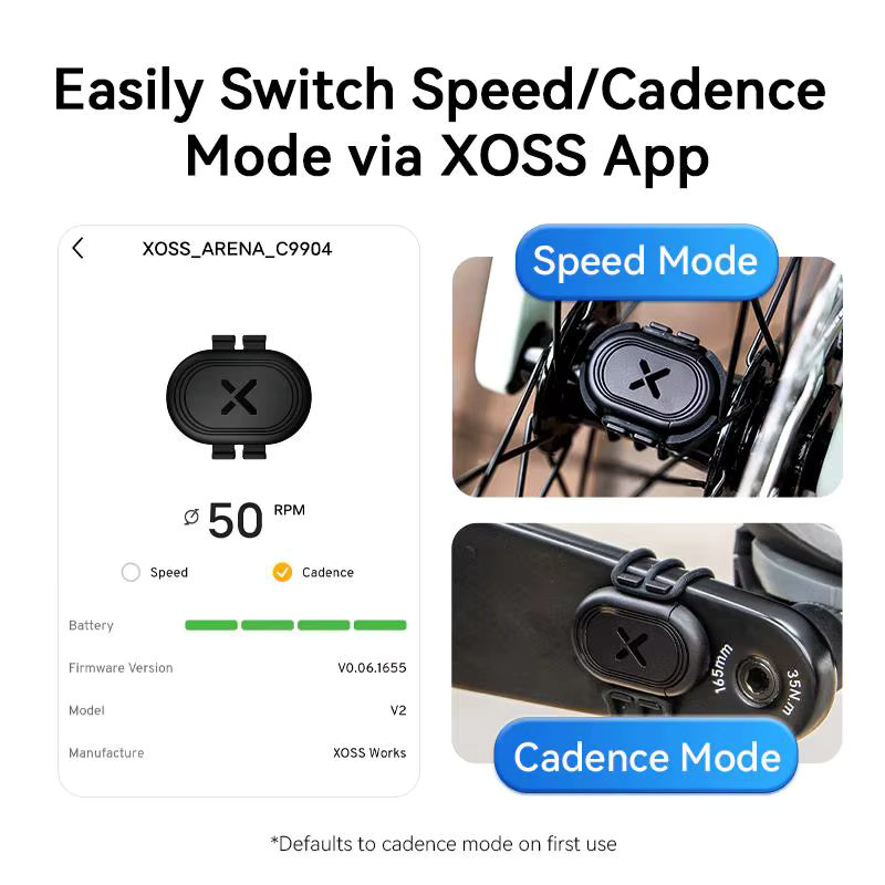 XOSS ARENA Geschwindigkeits- und Trittfrequenzsensor in Schwarz mit Bluetooth und ANT+ für Rennrad und MTB kompatibel mit Garmin und iGPSPORT - Bild 5