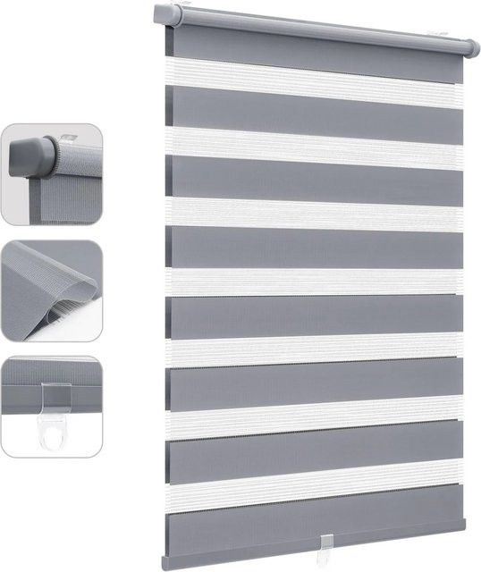 Sekey Doppelrollo Klemmfix Schnurlos Day & Night in Dunkelgrau, B: 95 cm, H: 210 cm - Bild 1