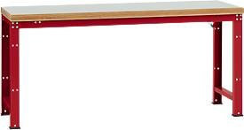 Manuflex Werkbank Profi Standard in Rubinrot mit Kunststoff-Tischplatte, B: 200 cm, T: 70 cm, H: 84 cm - Bild 1