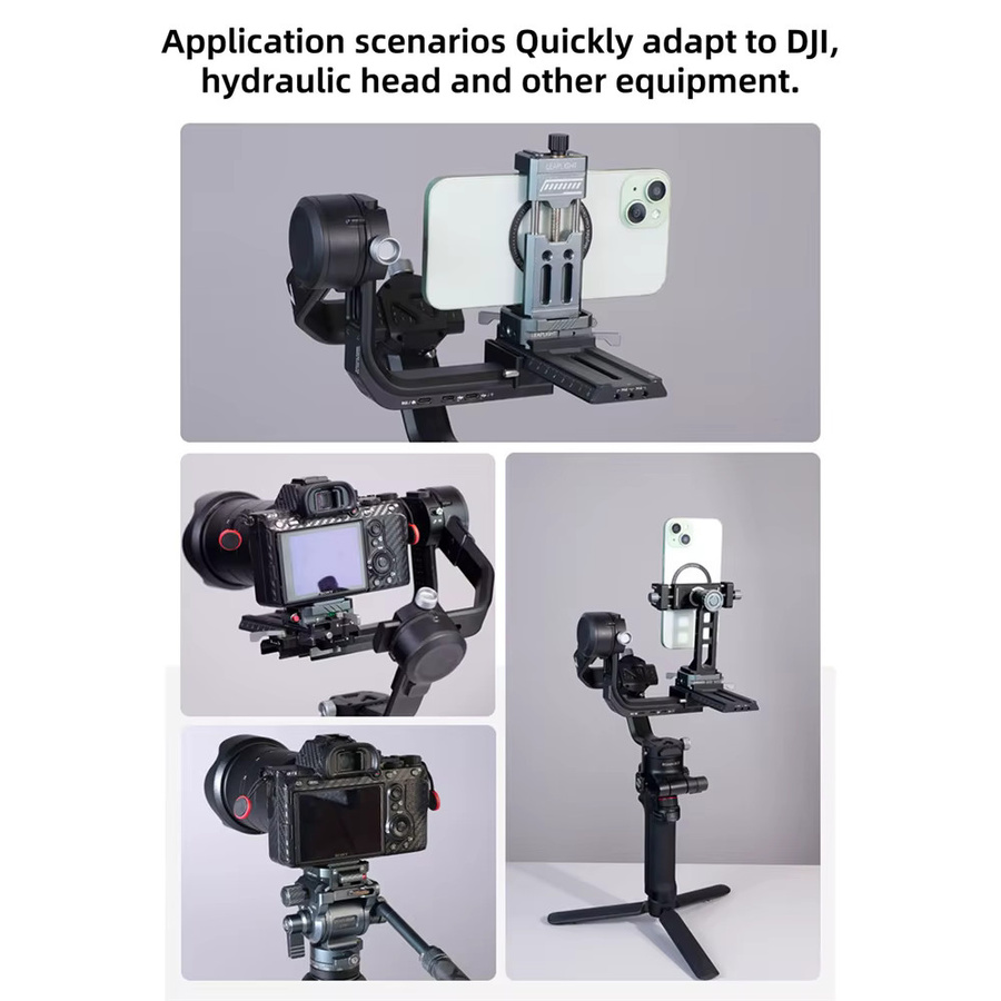 HEIßER Universal Arca Quick Release System Platte mit 1/4'' und 3/8'' Clamp Quick Switch Kit für DSLR Kamera, Gimbal und Stativ, kompatibel mit Zhiyun Stabilisatoren - Bild 5