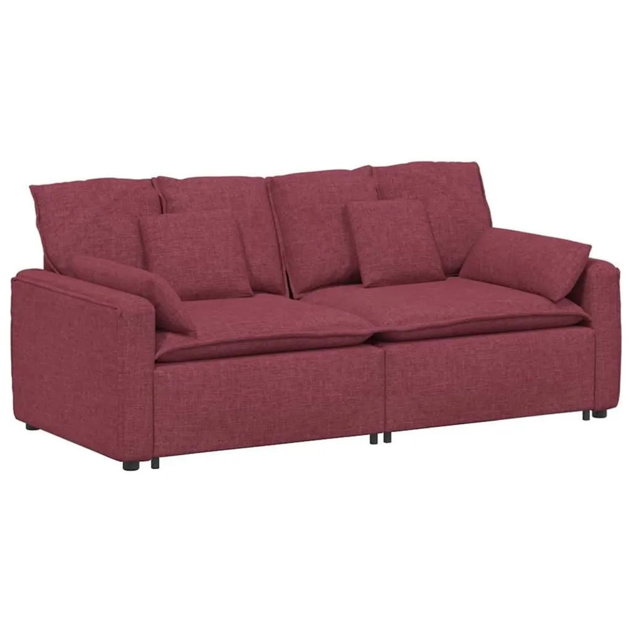 vidaXL Modulares Sofa in Weinrot mit Kissen und Armlehnen - Bild 2