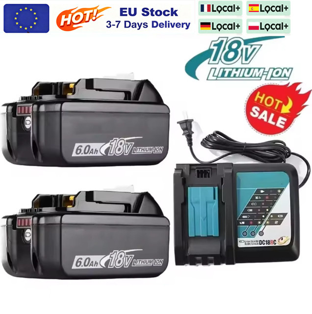 Makita Ersatzakku Lithium-Ionen 18 V 6,0 Ah in Schwarz, kompatibel mit BL1860B BL1860 BL1850 und DC18RF - Bild 1