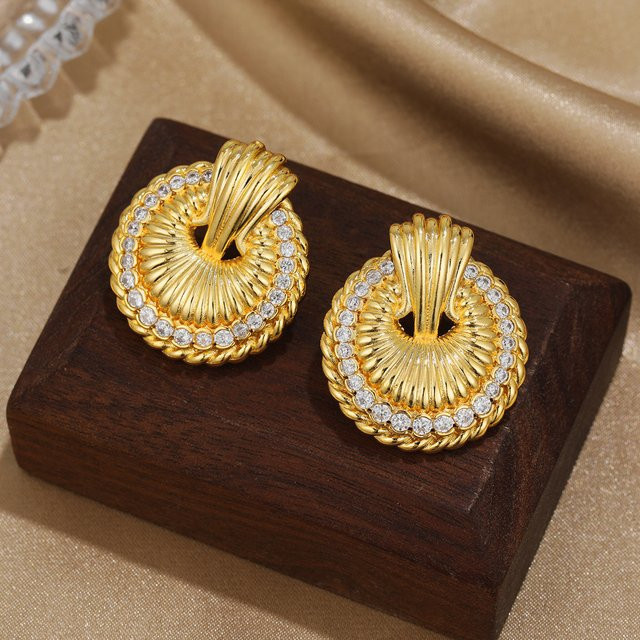 amofa Ohrring, Gold, Zirkonia, Vintage - Bild 1